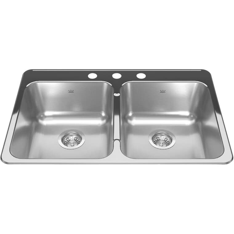 31.25" x 20.5" x 7" Double Bowl Drop-In Kitchen Sink - Stainless Steel