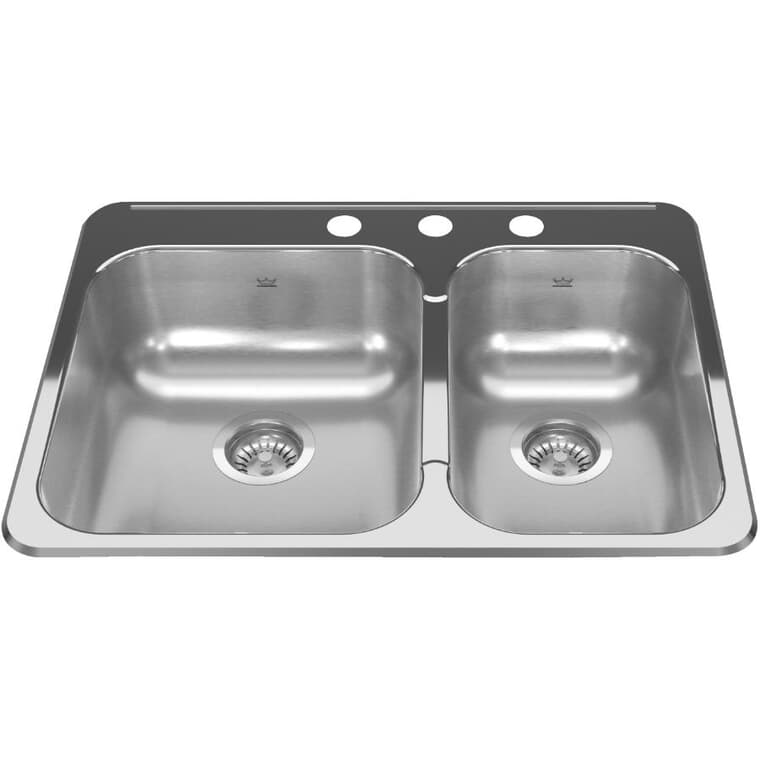 27.25" x 20.56" x 7" One & a Half Bowl Drop-In Kitchen Sink - Stainless Steel