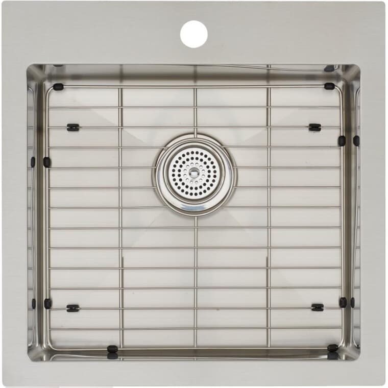 20.5" x 20.5" x 9" Dual Mount Kitchen Sink - with Grids, Stainless Steel