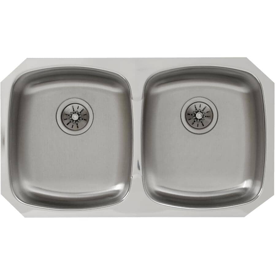 WESSAN:31" x 18" x 8" Double Stainless Steel Undermount Kitchen Sink