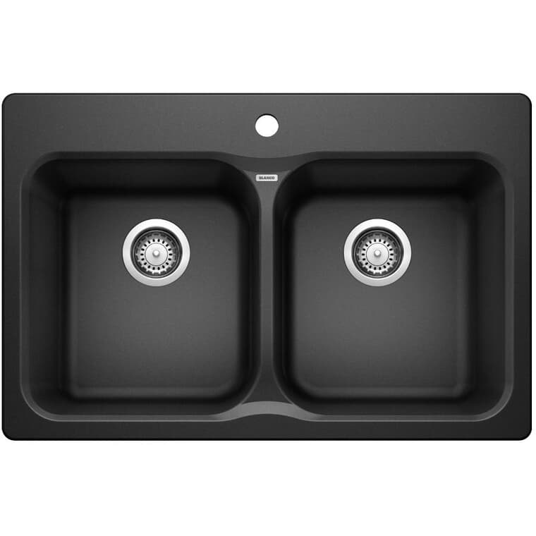 31.5" x 20.5" x 8.25" Vision 210 Silgranit Double Bowl Drop-In Kitchen Sink - Anthracite