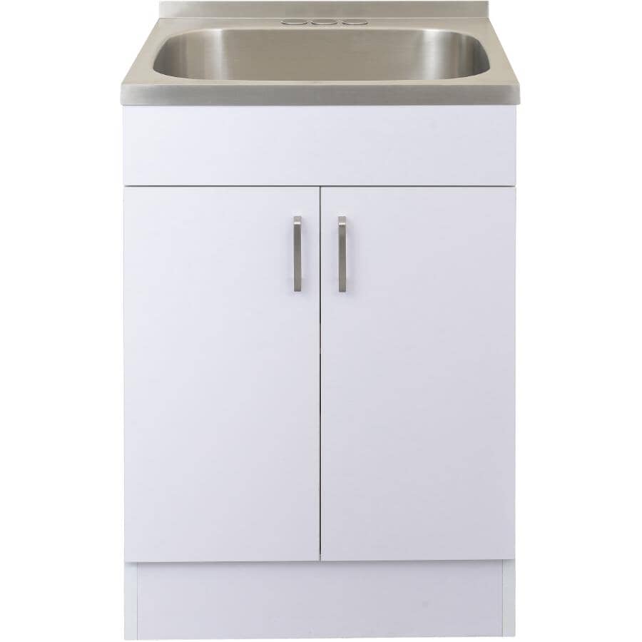 GENERIC:31.5" x 21.75" Laundry Cabinet with Stainless Steel Sink - White