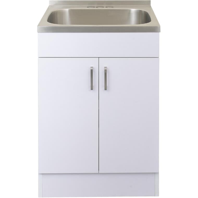 31.5" x 21.75" Laundry Cabinet with Stainless Steel Sink - White