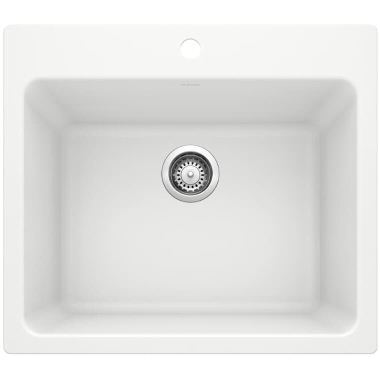 22" x 25" Silgranit Dual Mount Laundry Sink - White