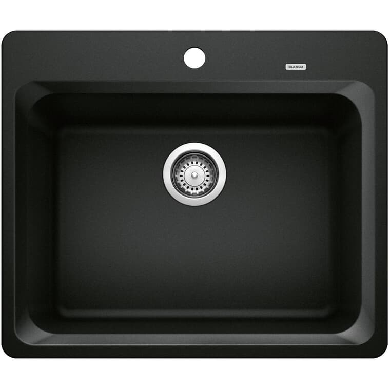 25" x 20.9" Vision 1 Silgranit Single Bowl Drop-In Kitchen Sink - Coal Black