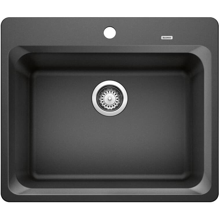 25" x 20.9" Vision 1 Silgranit Single Bowl Drop-In Kitchen Sink - Anthracite