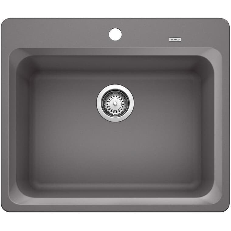 25" x 20.9" Vision 1 Silgranit Single Bowl Drop-In Kitchen Sink - Cinder
