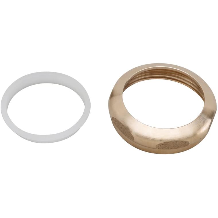 1-1/2" Slip Joint Drain Nut & Washer - Solid Brass