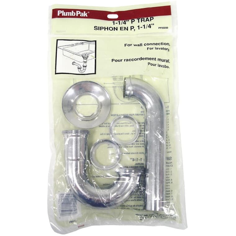 1-1/4" Adjustable P-Trap Drain - Chrome Plated Brass