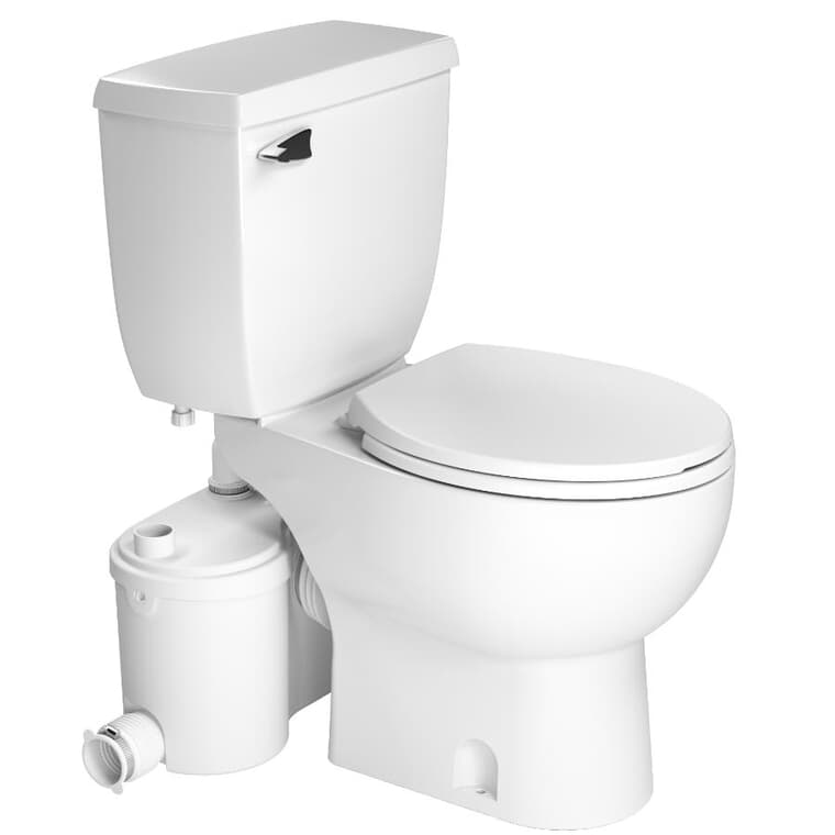 Toilette ronde Sanibest Pro de 4,8 L avec pompe et à hauteur accessible de 16,75 po, blanc
