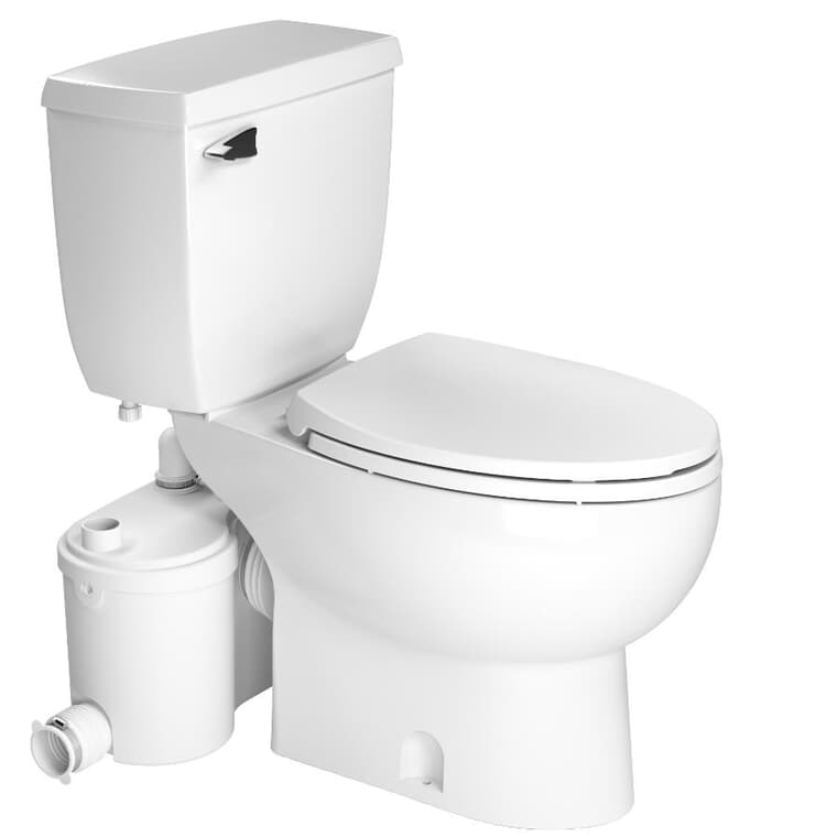 Toilette allongée Sanibest Pro de 4,8 L avec pompe et à hauteur accessible de 16,75 po, blanc