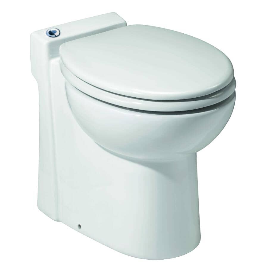 SANIFLO:3.8 L/4.8 L Sanicompact Dual Flush Tankless Round Toilet - with Pump, White