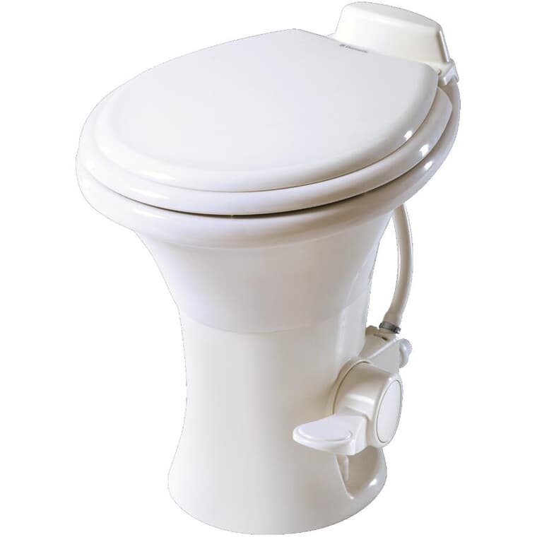 310 RV Toilet - with One Way Foot Pedal, White