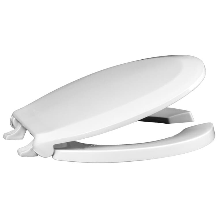 Round Plastic Toilet Seat - With Open Front, White
