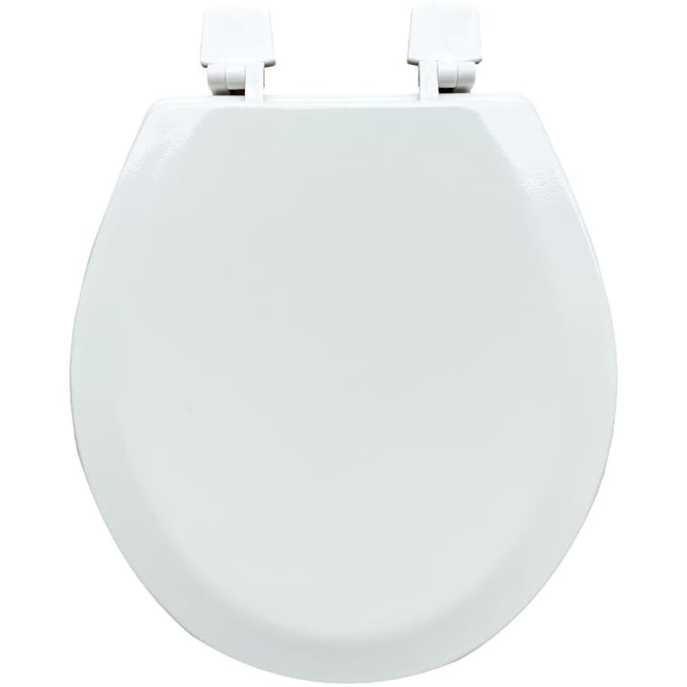 Round Moulded Wood Toilet Seat - with Closed Front, White