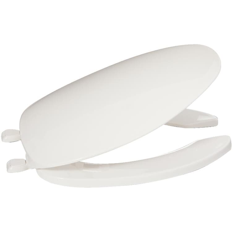 Elongated Plastic Toilet Seat - with Open Front, White