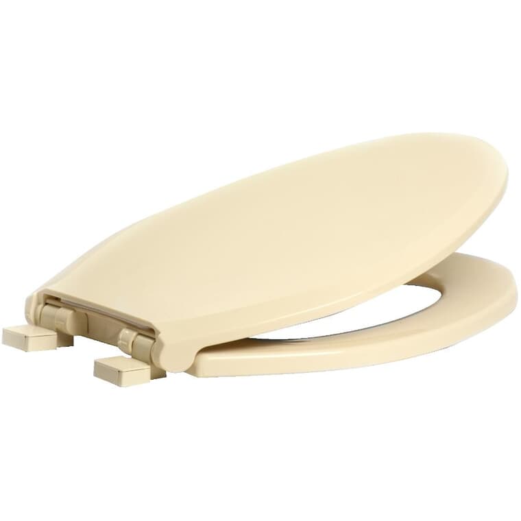 Elongated Plastic Toilet Seat - with Closed Front + Slow Close, Bone
