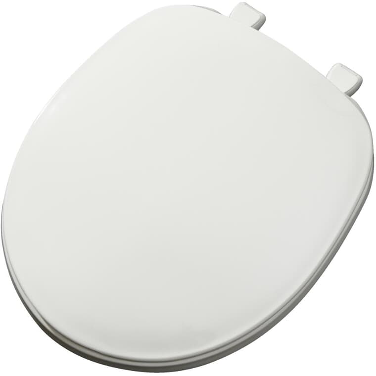 Round Plastic Toilet Seat - with Closed Front, White