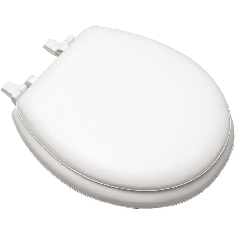 Round Cushioned Plastic Toilet Seat - with Closed Front, White