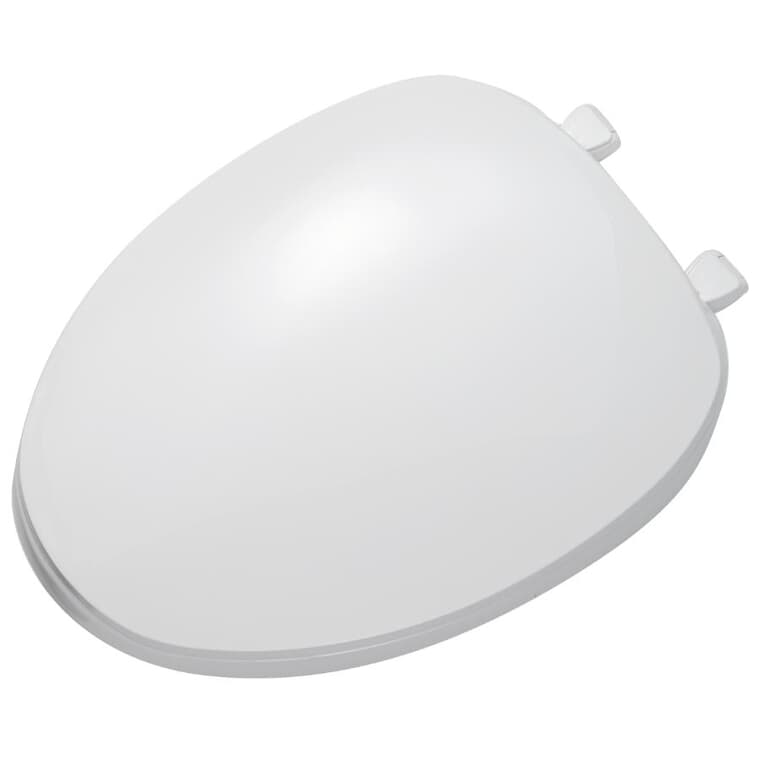 Elongated Plastic Toilet Seat - with Closed Front, White