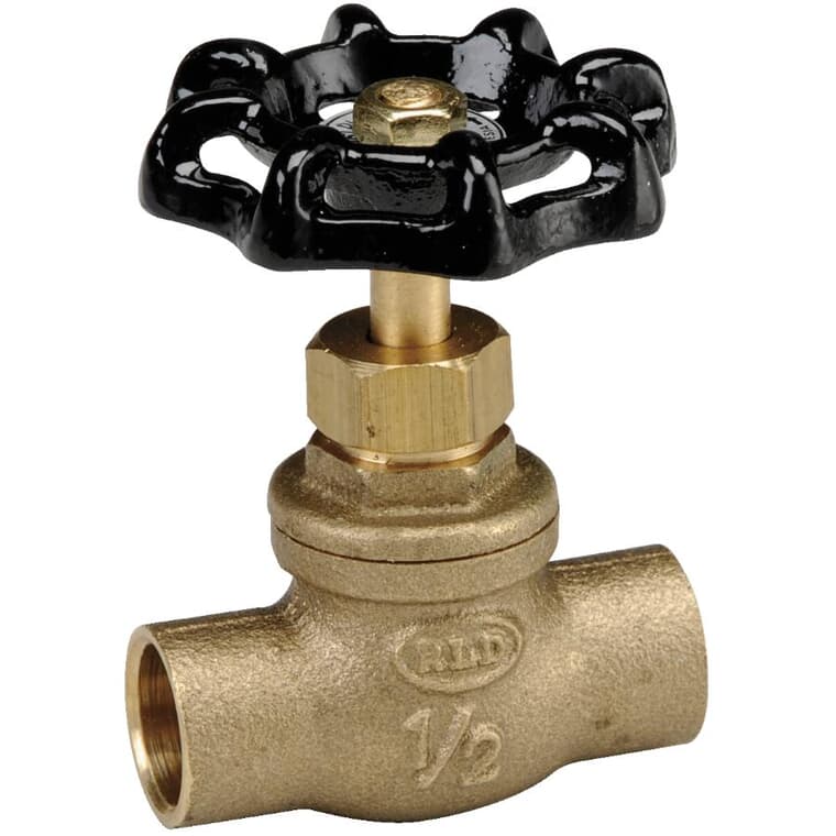 1/2" Copper Straight Stop Valve - with Black Handle