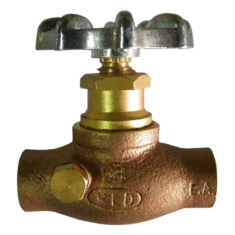 3/4" Copper Straight Stop Valve - with Drain
