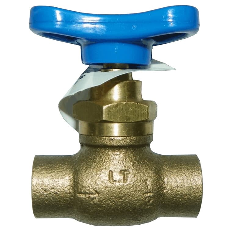 1/2" Copper Straight Stop Valve - with Blue Handle