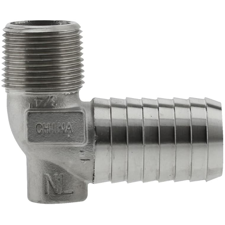 3/4" MPT x 1" Insert 90 Degree Stainless Steel Elbow for Yard Hydrants