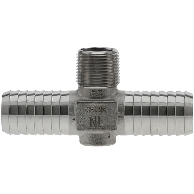 3/4" MPT x 1" Insert Stainless Steel Tee for Yard Hydrants