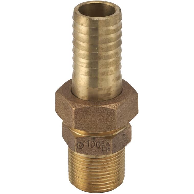 1" MPT x 1" Insert Brass Adapter with Built-In Union