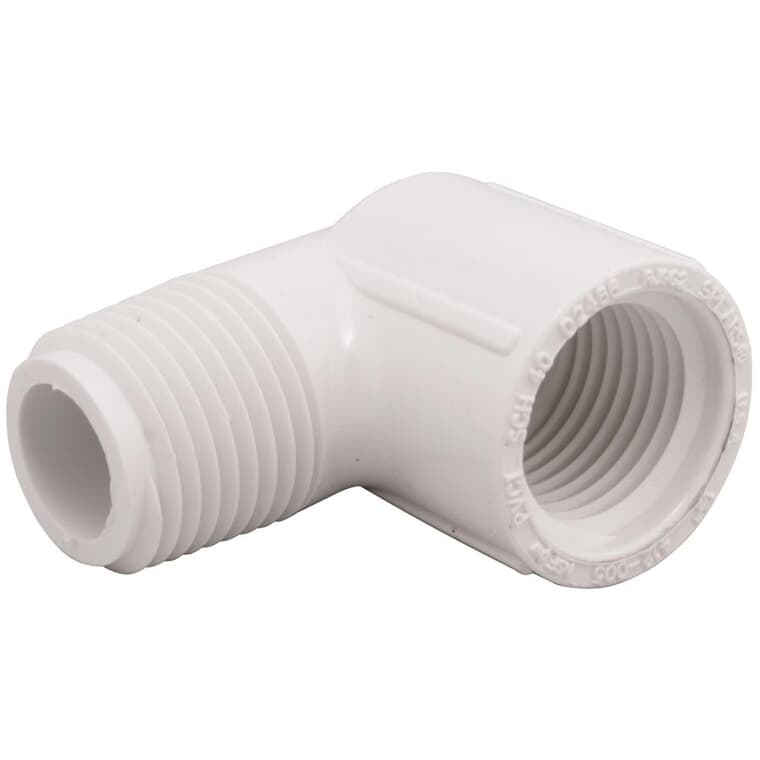 Schedule 40 1/2" MPT x 1/2" FPT PVC 90 Degree Street Elbow