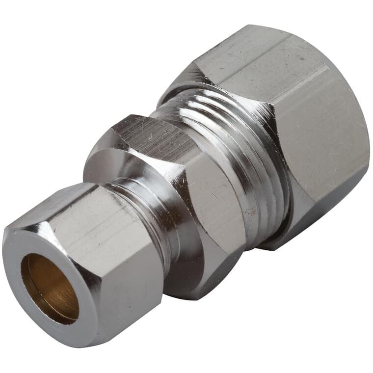 5/8" x 3/8'' Outside Diameter Compression Straight Supply Brass Connector - Chrome Plated