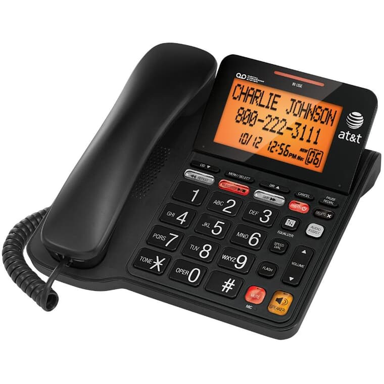 Téléphone noir avec fil et répondeur numérique (CL4940) avec grosses touches