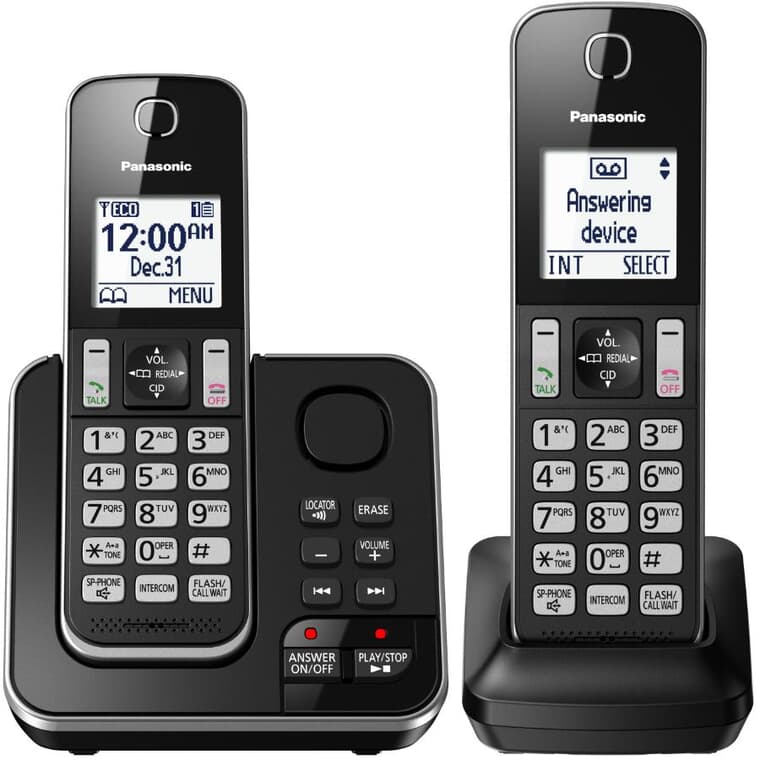 DECT 6.0 Cordless Phones & Answering System (KXTGD392B) - 2 Pack