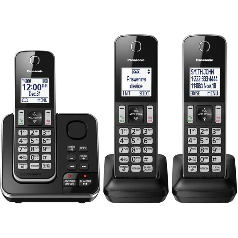 DECT 6.0 Cordless Phones & Answering System (KXTGD393B) - 3 Pack