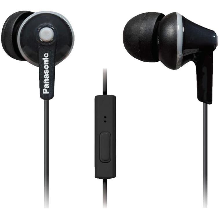 Ergofit Noise Isolating Earbud Headphones - with Microphone, Black