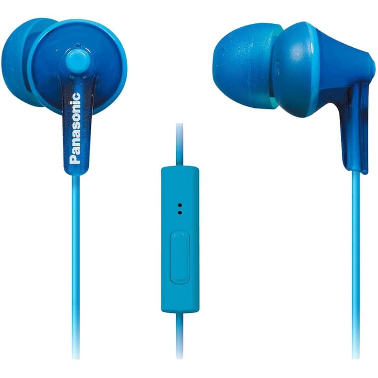 Ergofit Noise Isolating Earbud Headphones - with Microphone, Blue