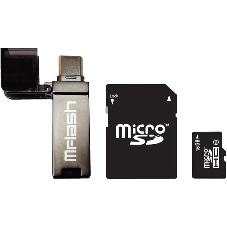 Carte mémoire Micro SD 4-en-1 de 16 Go