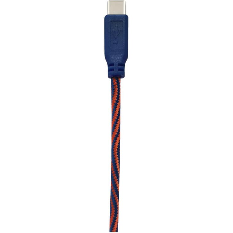 Câble de synchronisation et de recharge USB-C de 10 pi tressé, motifs variés