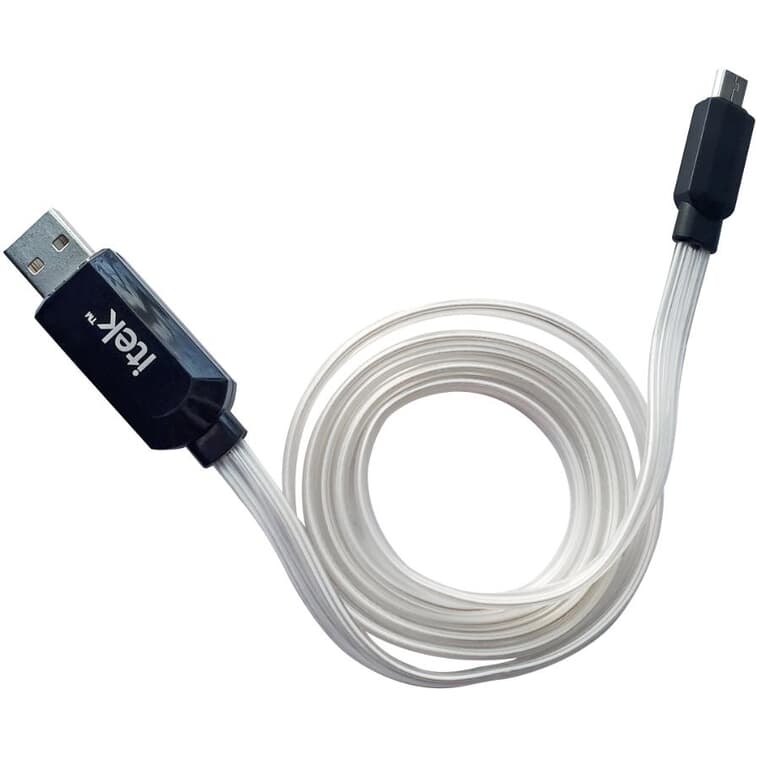 3' Light-Up Micro USB Connector to USB Cable
