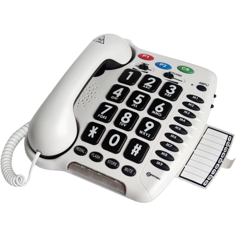 Téléphone avec cordon amplifié et grosses touches (CL100)