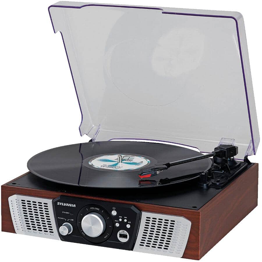 SYLVANIA Terntableターンテーブル Sylvania SRC894-BLUE Bluetooth Retro Turntable with Stand & FM