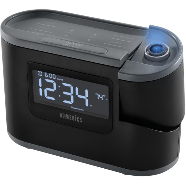 Black Soundspa and Clock Radio, with Projector