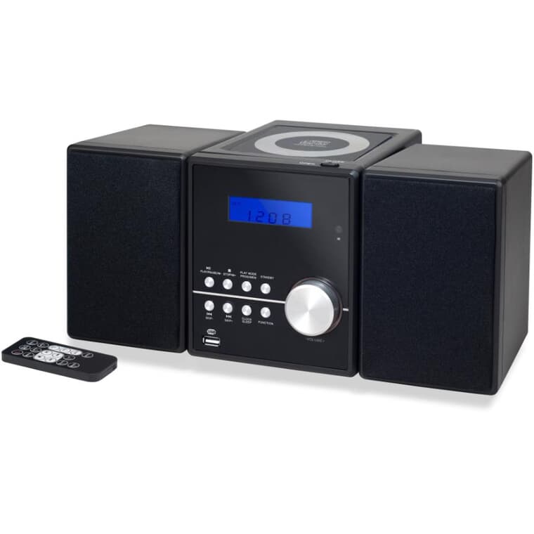 Microchaîne CD Bluetooth avec radio FM, noir