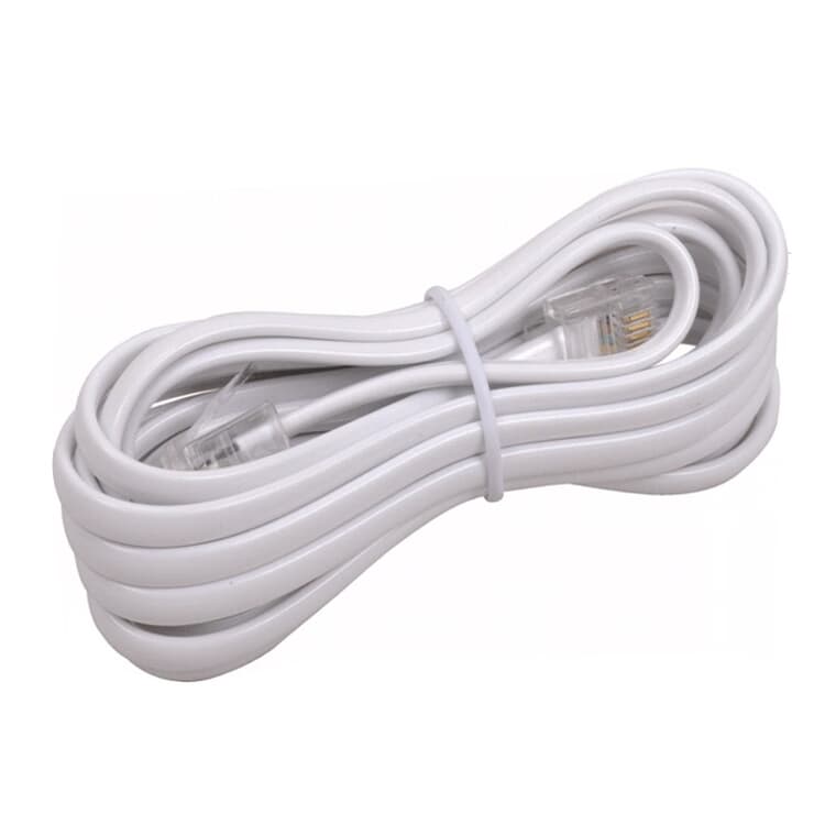 2.1 m / 7' Modular Phone Line Cord - with Connections, White