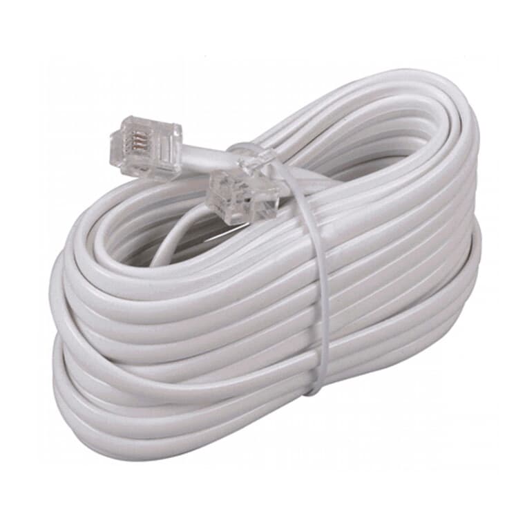 7.6 m / 25' Modular Phone Line Cord - with Connections, White