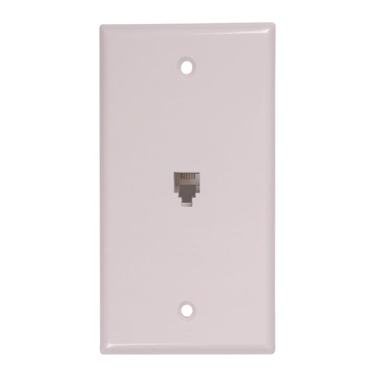 Modular Phone Wall Plate - with 6 Conductors, White