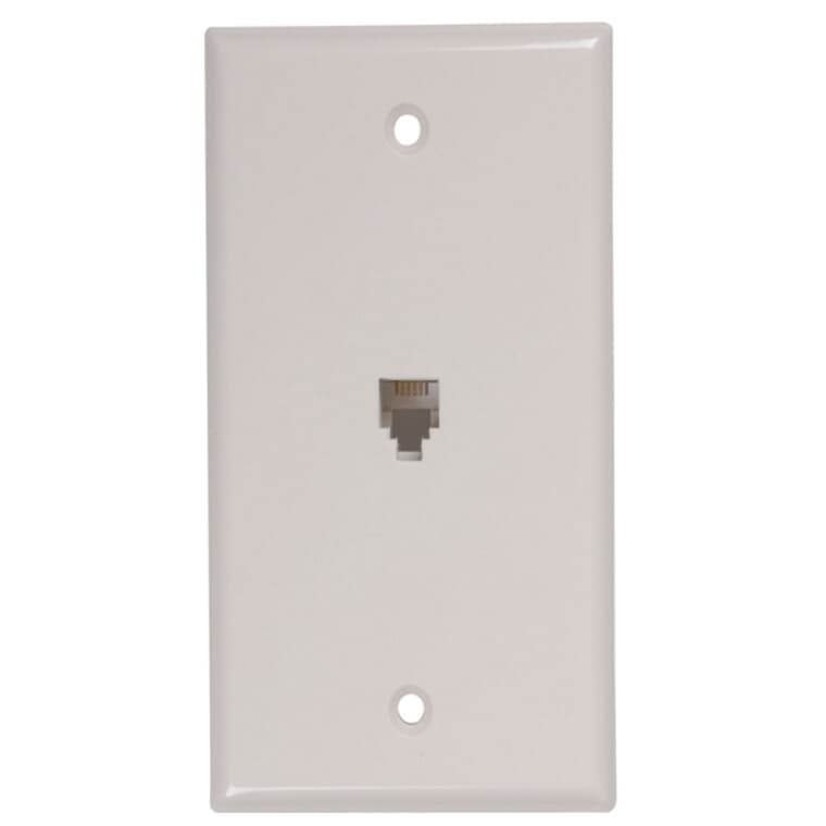 Modular Phone Wall Plate - with 4 Conductors, White