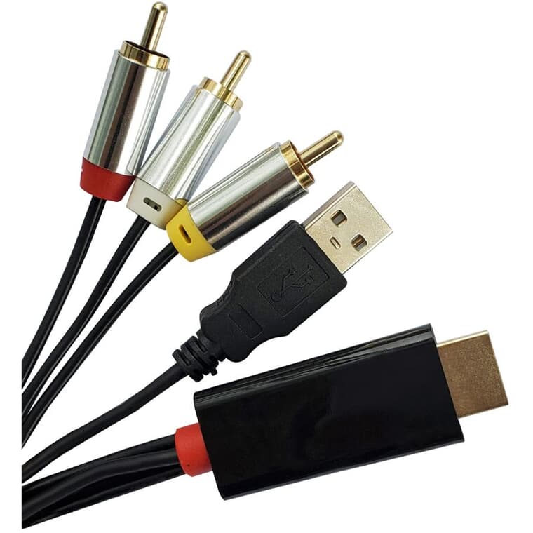 Câble convertisseur HDMI + USB à composite, 0,9 m/3 pi