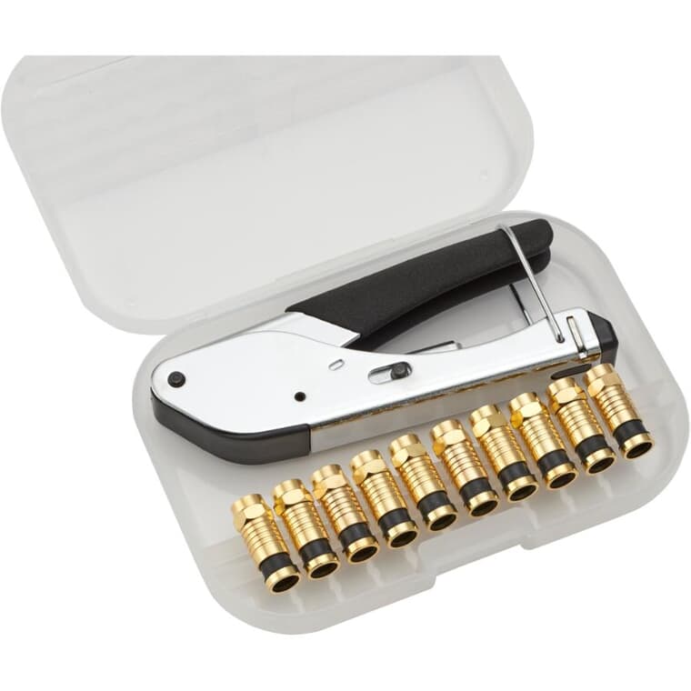 RG6 Quad Shield Coaxial Cable Compression Kit - with Connectors